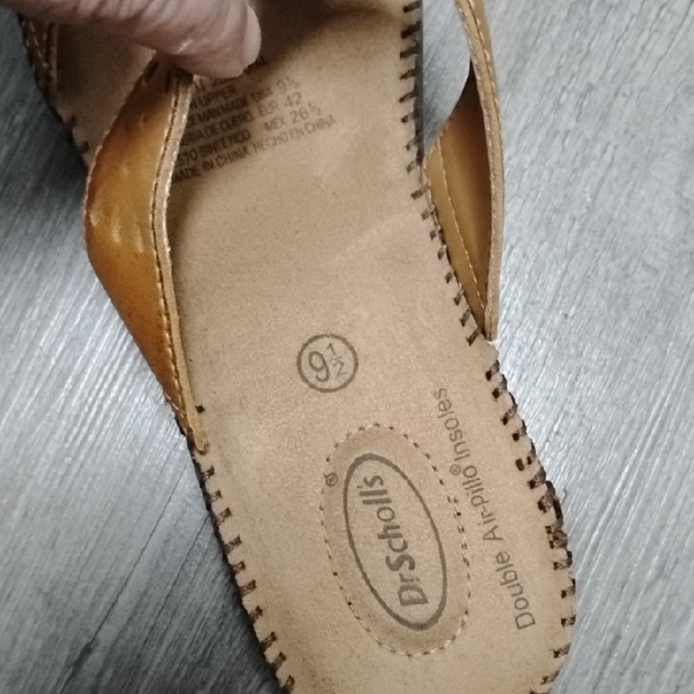 Dr. Scholl's Tan Perforated Slide Sandals - Picture 3 of 8